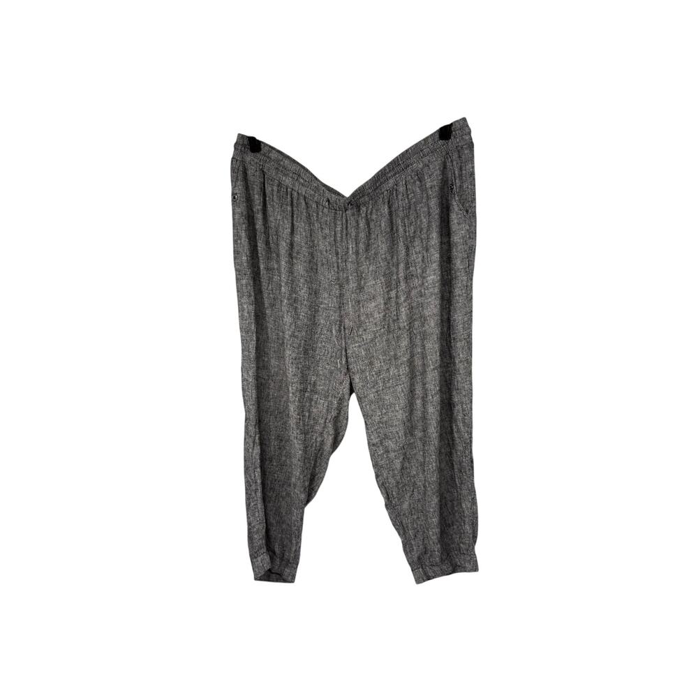 Jones New York Linen Blend Heather Black Pull on Pants 3X Womens Plus